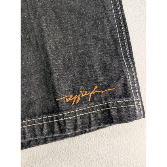 Y2K Ruff Ryders Dirty Denim Jean Size 38x32 Black Light Wash Baggy Streetwear - Picture 3 of 9